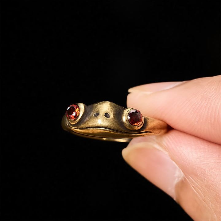 Buddha Stones Vintage messing Feng Shui kikker open Ring voor rijkdom - image 4