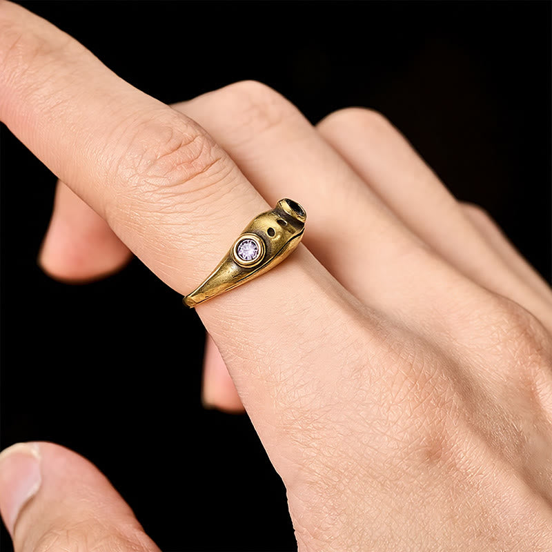 Buddha Stones Vintage messing Feng Shui kikker open Ring voor rijkdom - image 14