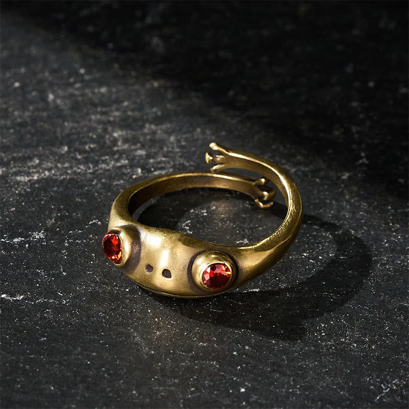 Buddha Stones Vintage messing Feng Shui kikker open Ring voor rijkdom - image 3