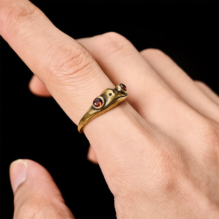 Buddha Stones Vintage messing Feng Shui kikker open Ring voor rijkdom - image 8