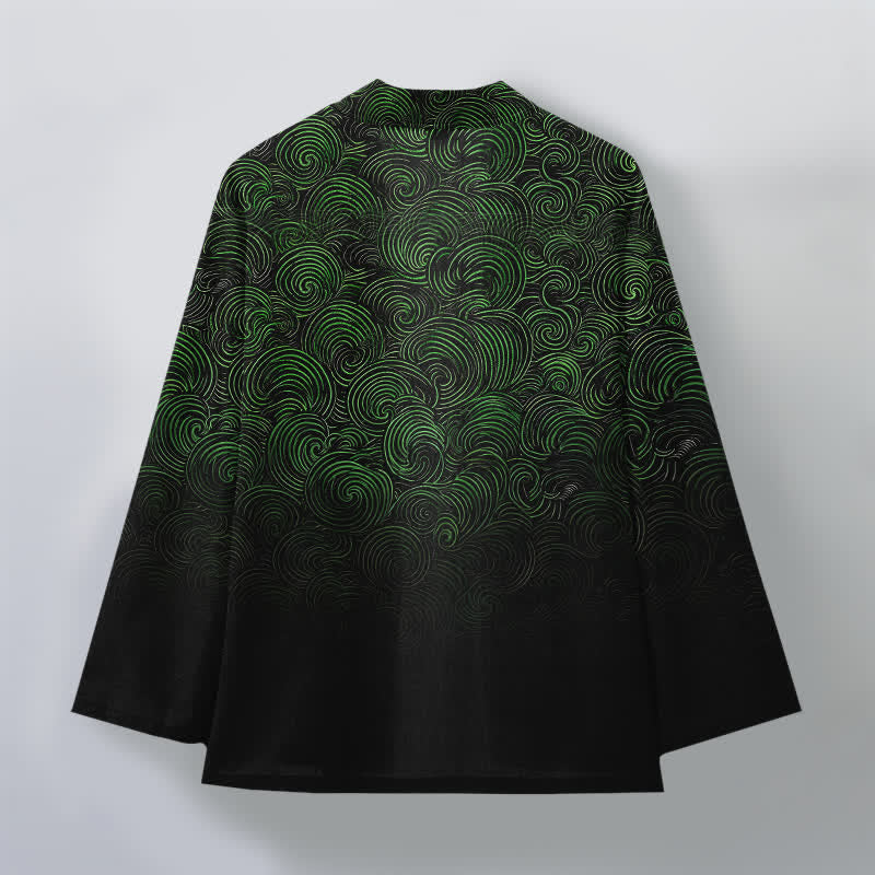 Buddha Stones Katoenen kimono met open voorkant en swirl-verlooppatroon - image 2