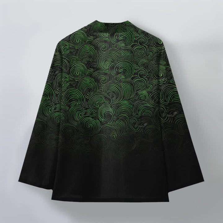 Buddha Stones Katoenen kimono met open voorkant en swirl-verlooppatroon - image 2