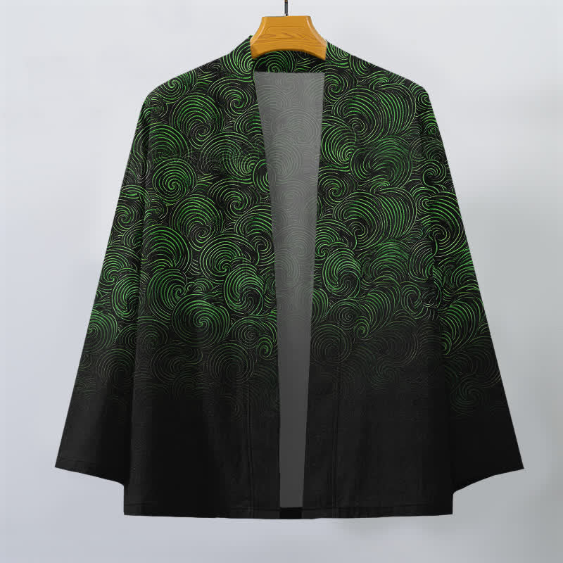 Buddha Stones Katoenen kimono met open voorkant en swirl-verlooppatroon - image 1