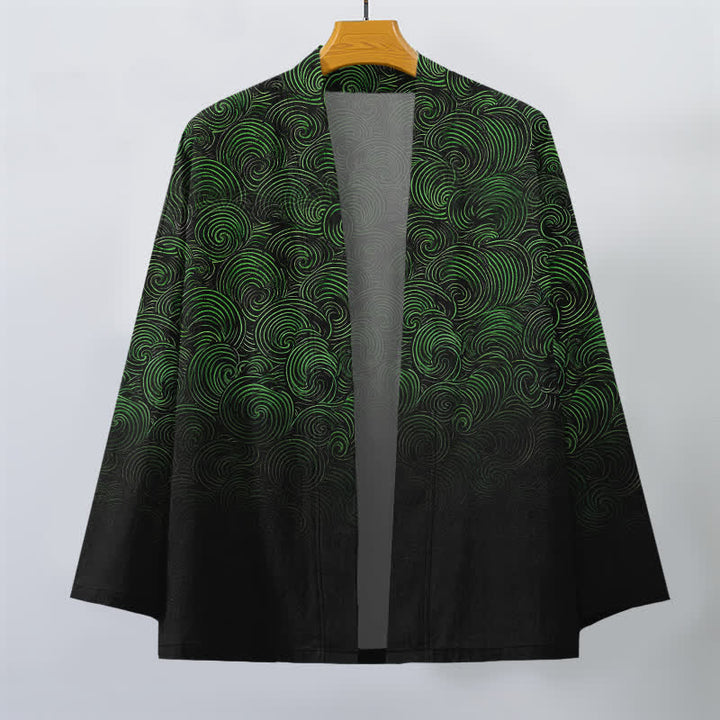 Buddha Stones Katoenen kimono met open voorkant en swirl-verlooppatroon - image 1