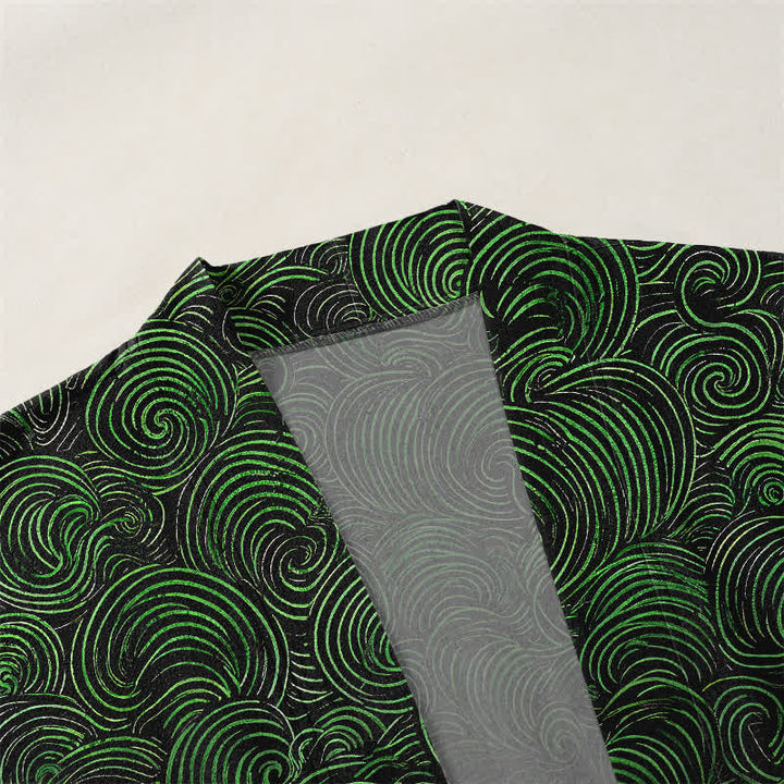 Buddha Stones Katoenen kimono met open voorkant en swirl-verlooppatroon - image 3