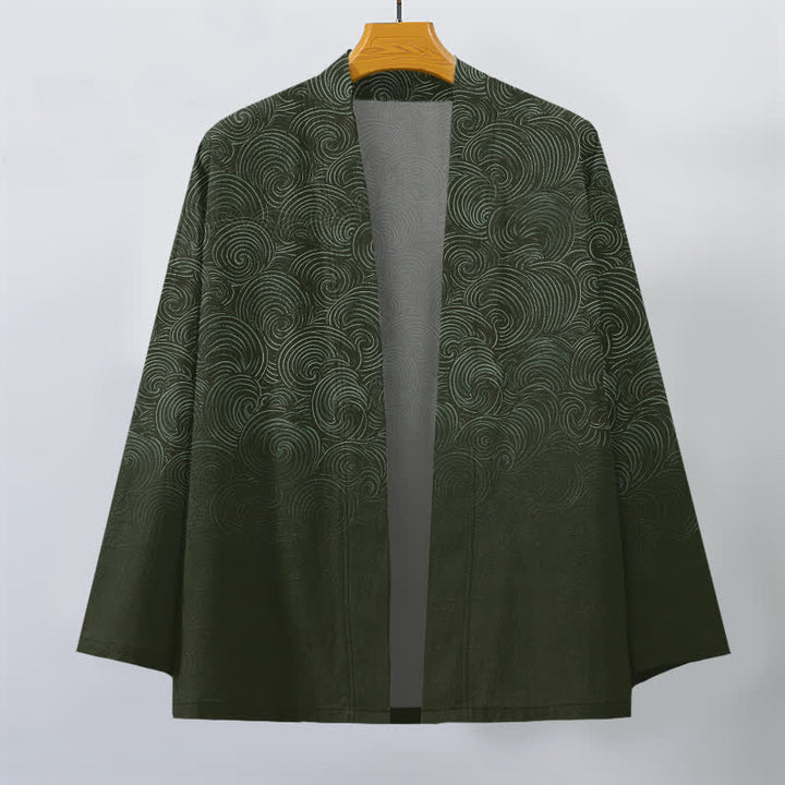 Buddha Stones Katoenen kimono met open voorkant en swirl-verlooppatroon - image 7