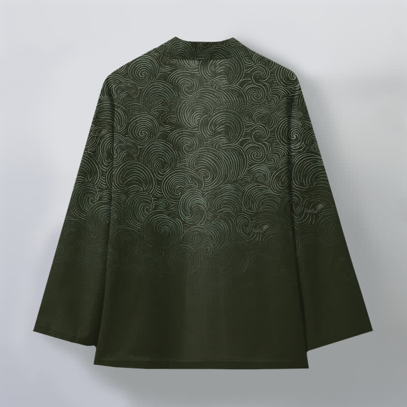 Buddha Stones Katoenen kimono met open voorkant en swirl-verlooppatroon - image 8