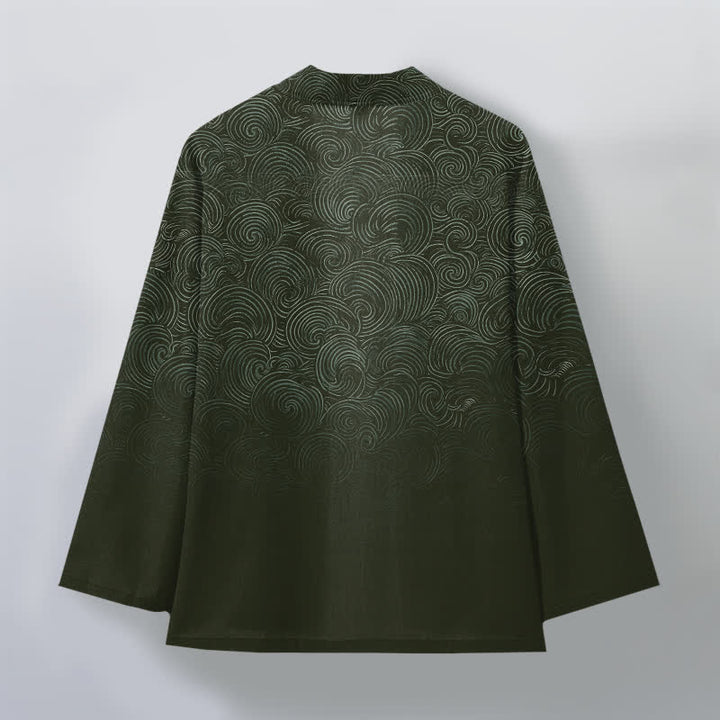 Buddha Stones Katoenen kimono met open voorkant en swirl-verlooppatroon - image 8
