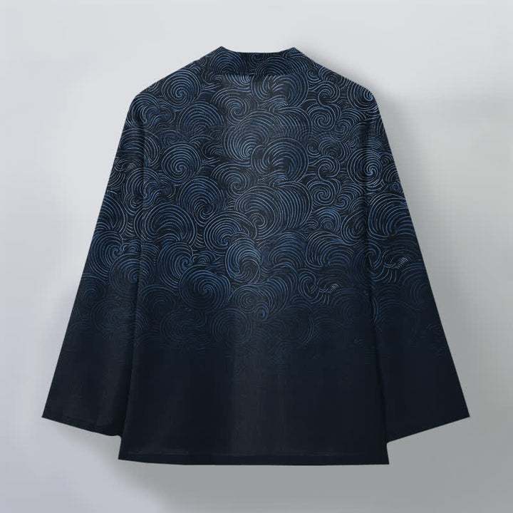 Buddha Stones Katoenen kimono met open voorkant en swirl-verlooppatroon - image 11
