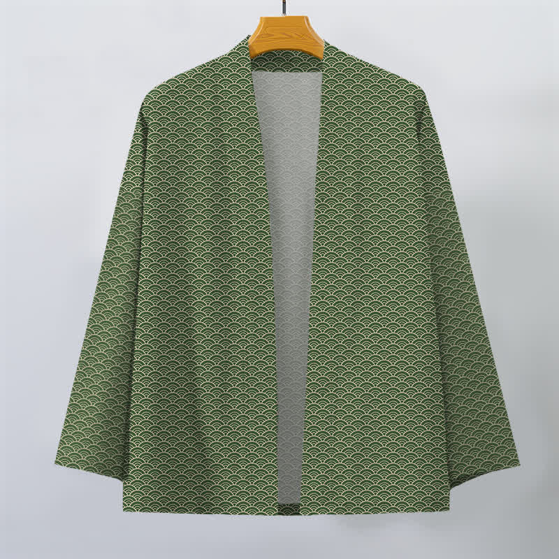 Buddha Stones Katoenen herenkimono met Japans oceaangolfpatroon en open voorkant - image 10