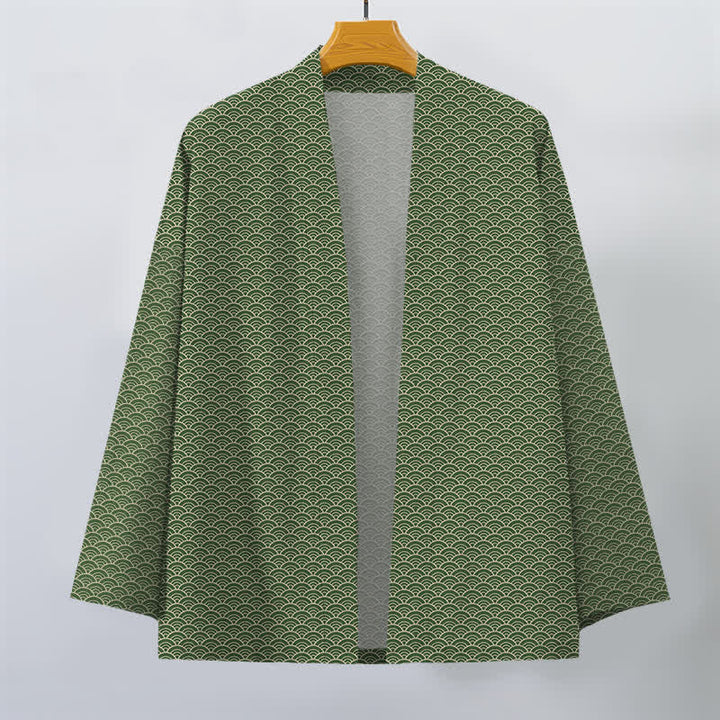 Buddha Stones Katoenen herenkimono met Japans oceaangolfpatroon en open voorkant - image 10