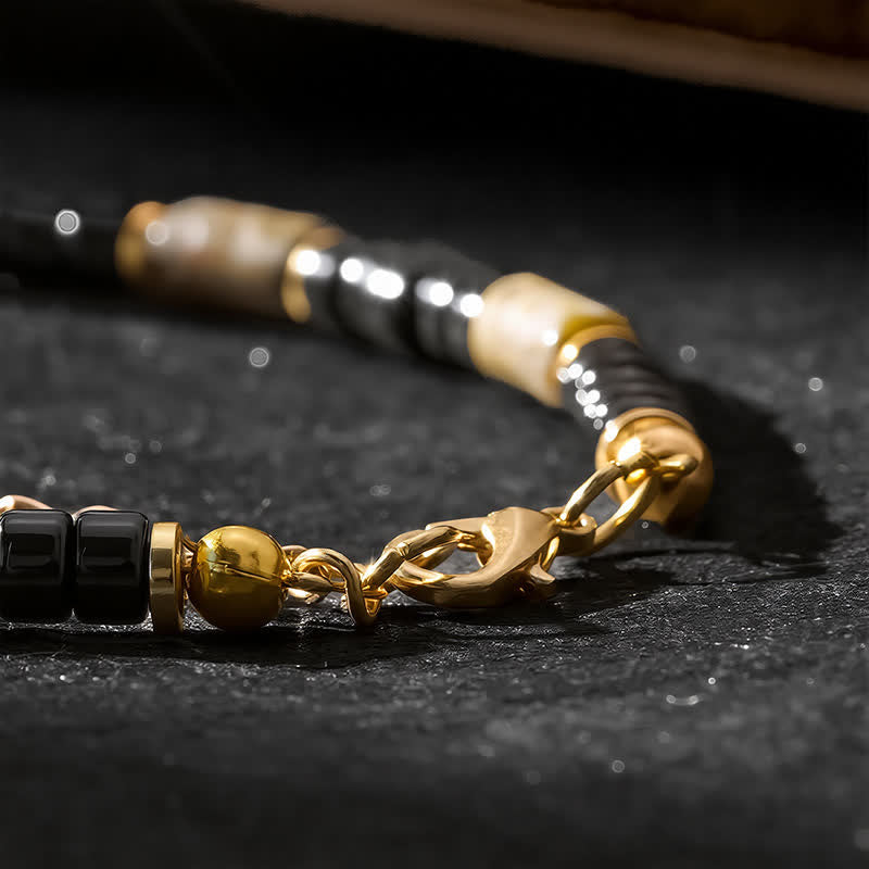 Buddha Stones Vintage Armband met unakiet, hematiet en koperen accenten. - image 5