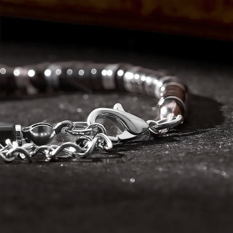 Buddha Stones Armband met cilindrische, matte zwarte onyx tussenkraaltjes - image 13