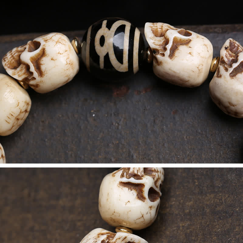 Buddha Stones Handgesneden botkraal Heer van het Lijkenbos Dzi kralen Armband - image 4