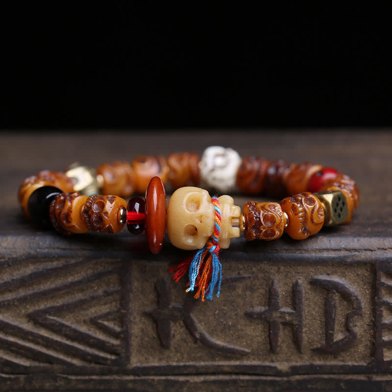Buddha Stones Tibetaanse handgesneden bottenkraal Armband ter bescherming van de Heer van het Lijkenbos - image 1
