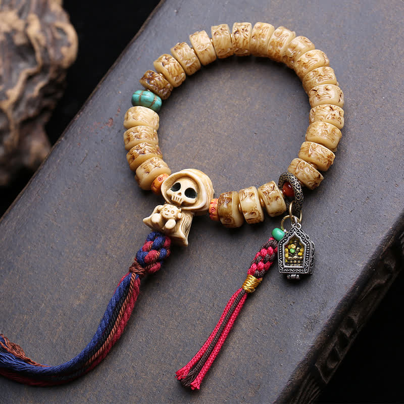 Buddha Stones Tibetaanse bottenkralen Armband ter bescherming van de Heer van het Lijkenbos - Heer van het Lijkenbos - 12,7 × 6,4 mm - image 0