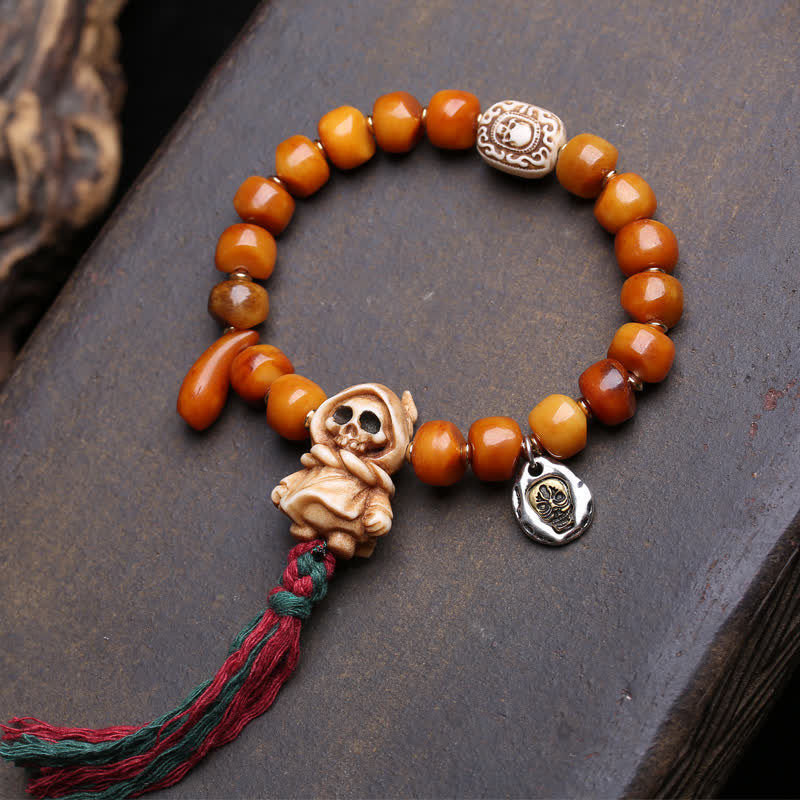 Buddha Stones Armband van botkralen, Heer van het Lijkenbos, voor kracht en bescherming - Heer van het Lijkenbos - 10 × 7mm - image 0