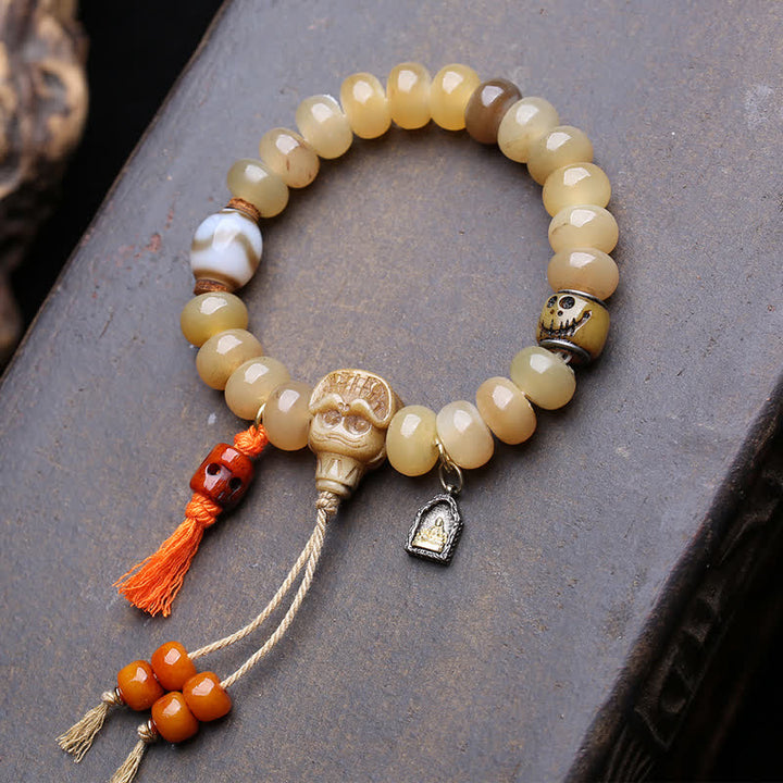 Buddha Stones Botkraal Dzi-kraal Heer van het Lijk Bos Bescherming Tibetaanse Armband - Heer van het Lijkenbos - 12 × 7mm - image 0