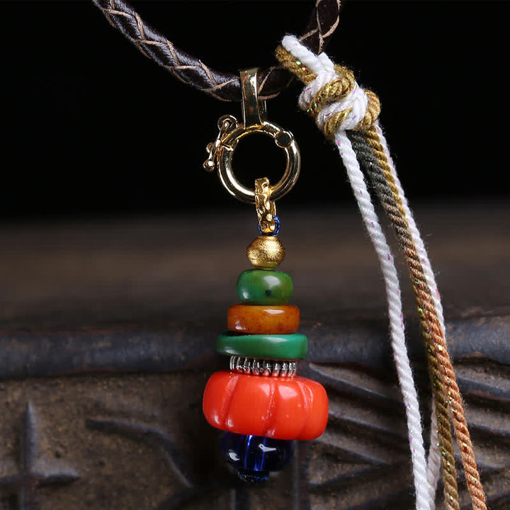 Buddha Stones Mani Stone Heap Design Liuli Bead Tibetaanse beschermingshanger Ketting - image 2