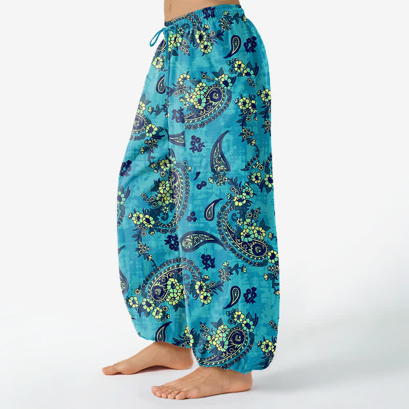 Buddha Stones Vintage katoenen harembroek met paisley- en bloemenpatroon, elastische Taille en Zakken . - image 1