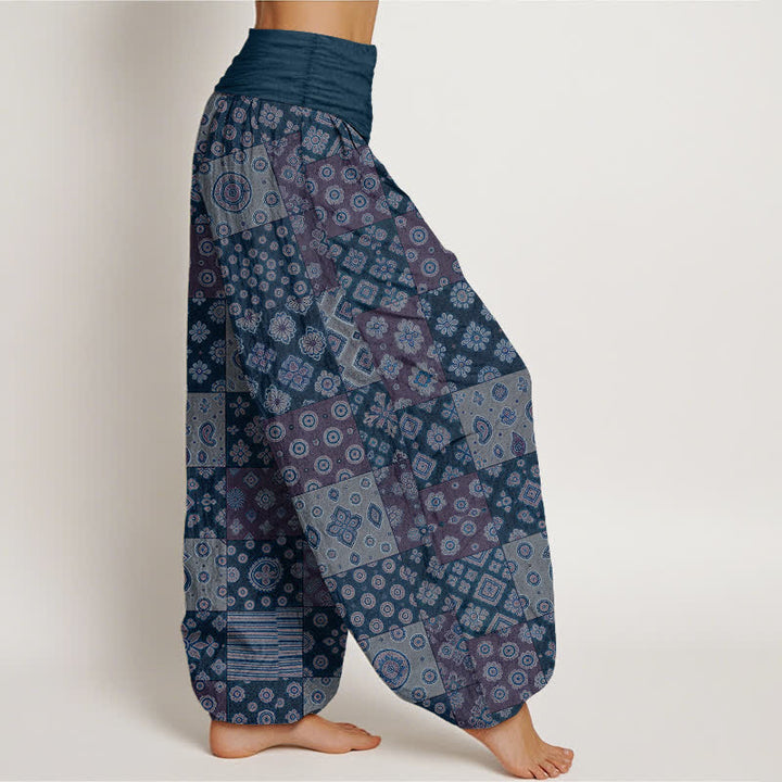 Buddha Stones Dames harembroek met elastische Taille en Boheemse patchwork en paisleyprint van katoen - image 6
