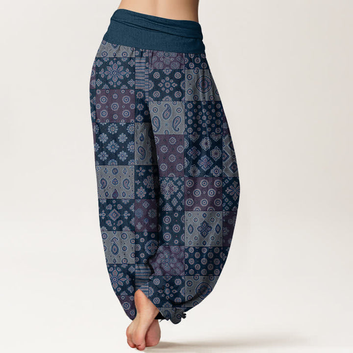 Buddha Stones Dames harembroek met elastische Taille en Boheemse patchwork en paisleyprint van katoen - image 7