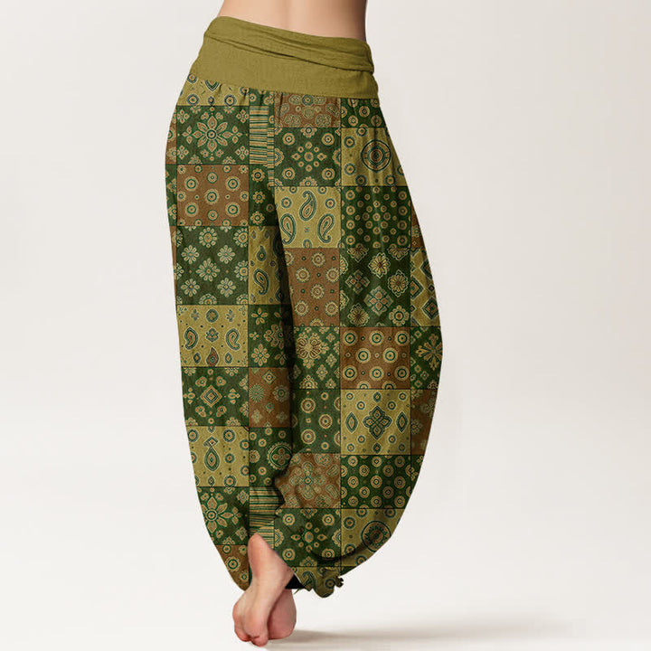 Buddha Stones Dames harembroek met elastische Taille en Boheemse patchwork en paisleyprint van katoen - image 10