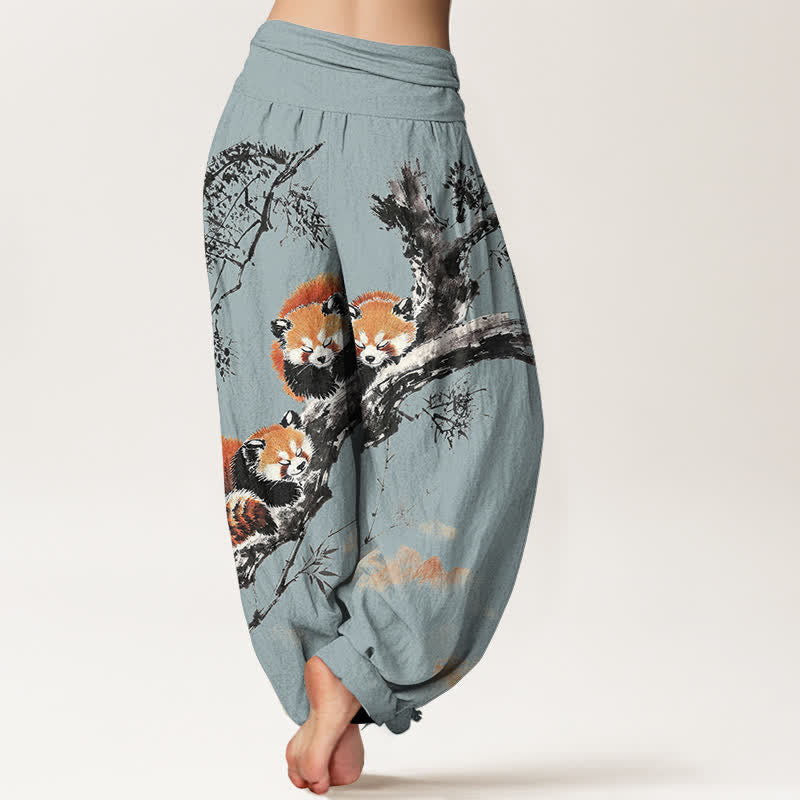 Buddha Stones Dames harembroek met elastische Taille en print van katoen, bamboe en rode panda - image 9