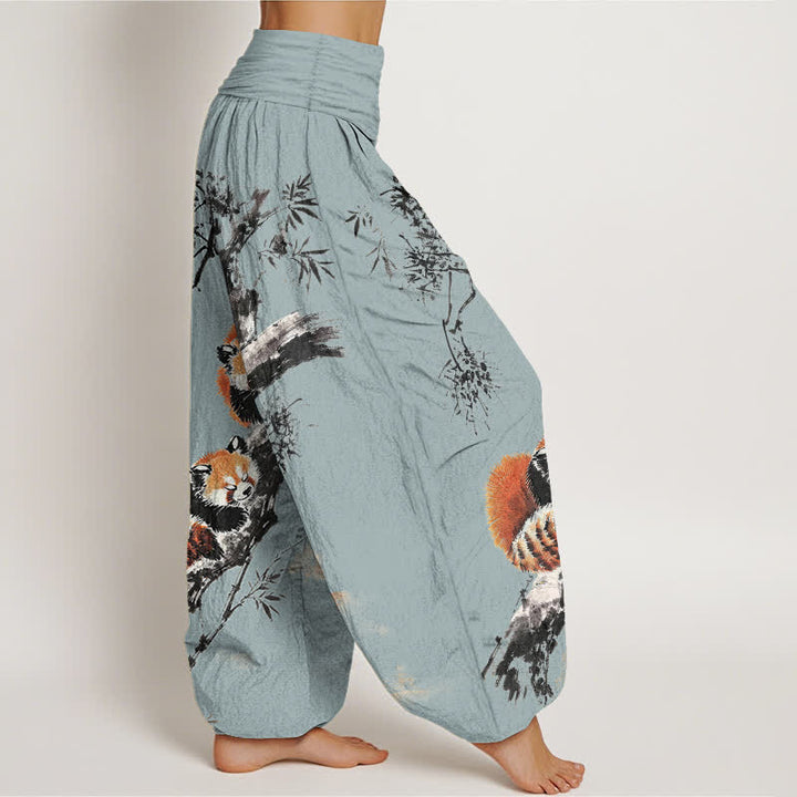 Buddha Stones Dames harembroek met elastische Taille en print van katoen, bamboe en rode panda - image 10