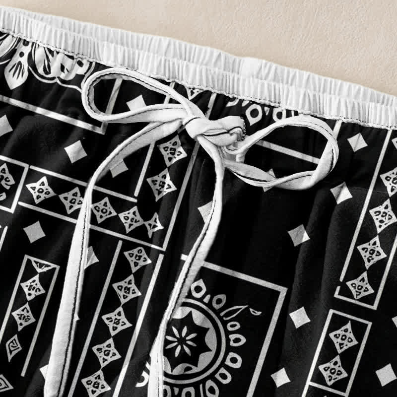 Buddha Stones Vintage 100% Cotton damesbroek met bandana-patchworkpatroon, elastische Taille en Zakken. - image 1