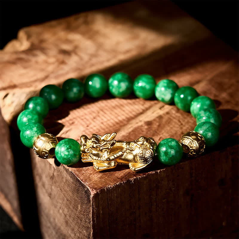 Buddha Stones Natuurlijke cyaan jade kralen PiXiu Armband - image 1