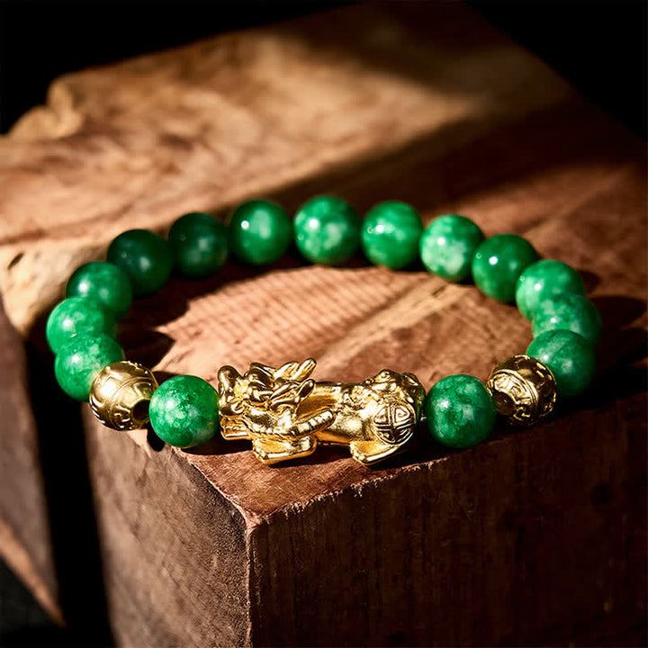Buddha Stones Natuurlijke cyaan jade kralen PiXiu Armband - image 1