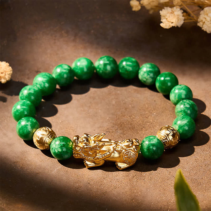 Buddha Stones Natuurlijke cyaan jade kralen PiXiu Armband - Cyan Jade (Rust♥Harmonie) - image 0