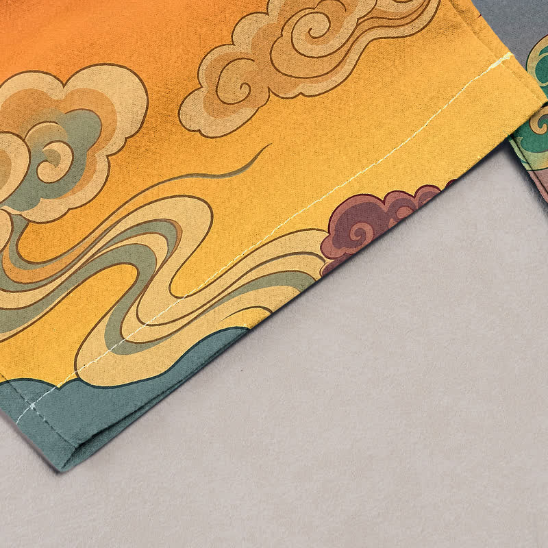 Buddha Stones Damesbroek van 100% Cotton met traditioneel wolkenpatroon, elastische Taille en Zakken. - image 1
