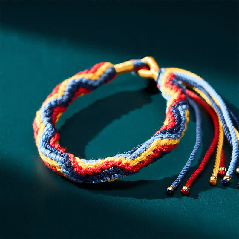 Buddha Stones Handgeweven Tibetaanse Armband van veelkleurig touw voor helende doeleinden - Meerkleurig (Polsomtrek: 15-19 cm) - image 0