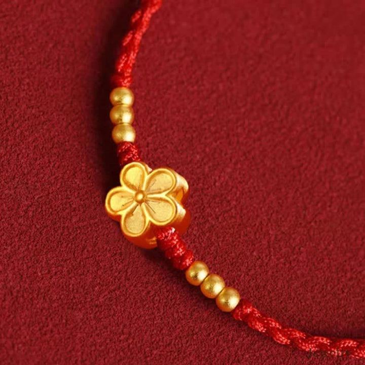 Buddha Stones Verstelbare rode Armband met gouden bloem ter bescherming - image 3