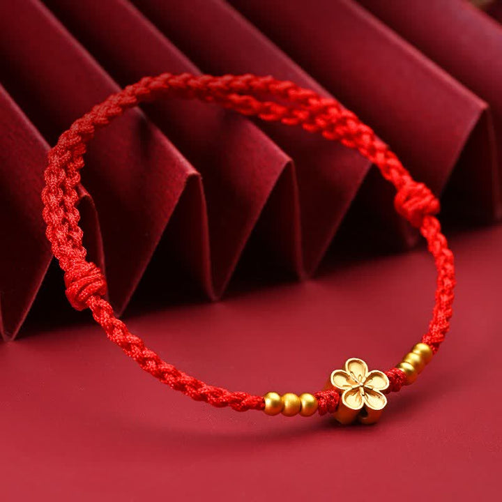 Buddha Stones Verstelbare rode Armband met gouden bloem ter bescherming - image 1
