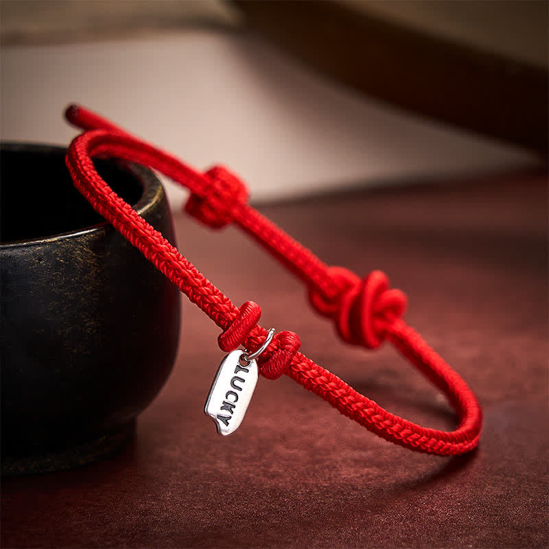Buddha Stones Handgemaakte gevlochten rode koord gelukshanger verstelbare Armband - image 1