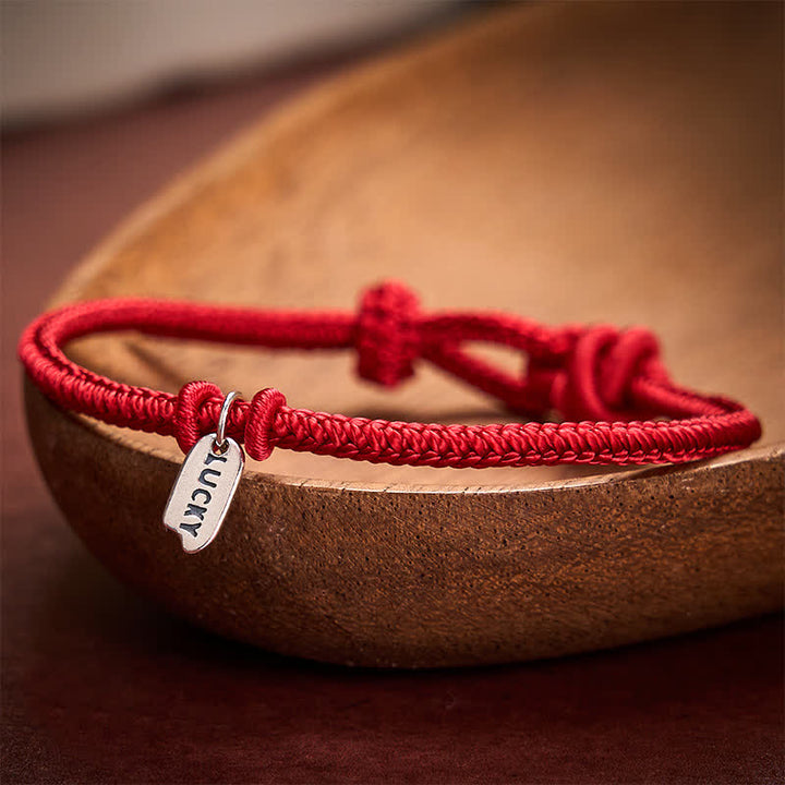Buddha Stones Handgemaakte gevlochten rode koord gelukshanger verstelbare Armband - image 8