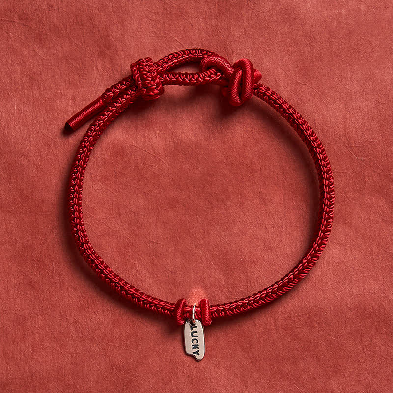 Buddha Stones Handgemaakte gevlochten rode koord gelukshanger verstelbare Armband - Donkerrood - 5,91-7,48 inch (15-19 cm) - image 6