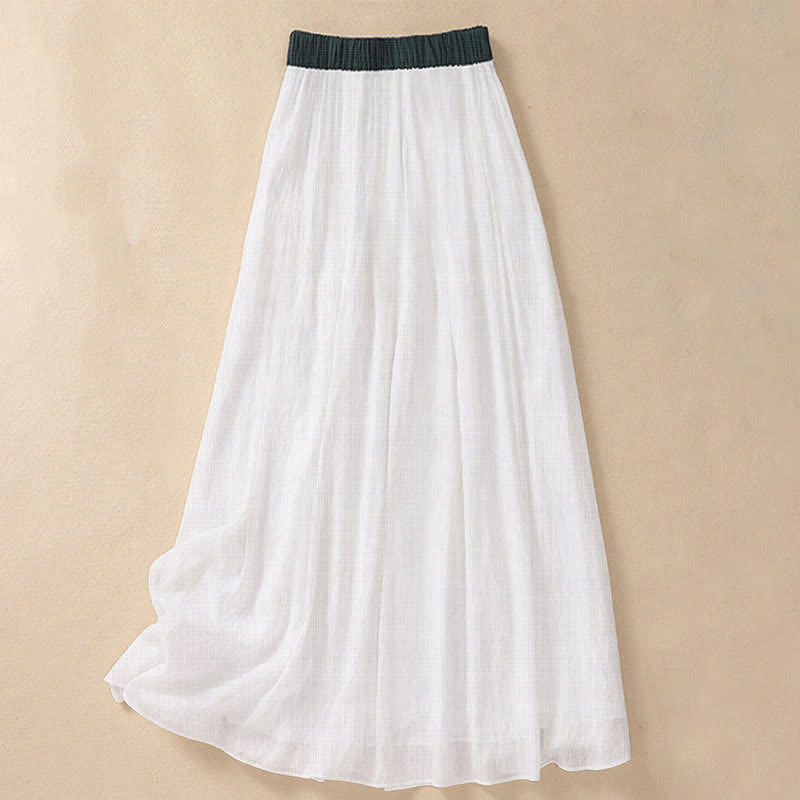 Buddha Stones Casual rok met contrasterende kleuren, plooien en vetersluiting, damesmodel Lengte 7-8 - image 11