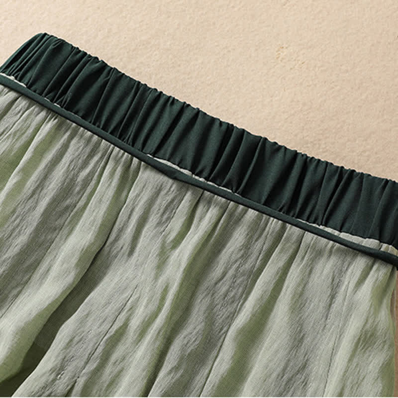 Buddha Stones Casual rok met contrasterende kleuren, plooien en vetersluiting, damesmodel Lengte 7-8 - image 25