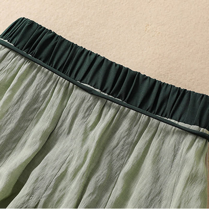 Buddha Stones Casual rok met contrasterende kleuren, plooien en vetersluiting, damesmodel Lengte 7-8 - image 25