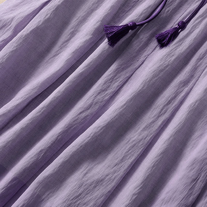 Buddha Stones Casual rok met contrasterende kleuren, plooien en vetersluiting, damesmodel Lengte 7-8 - image 20