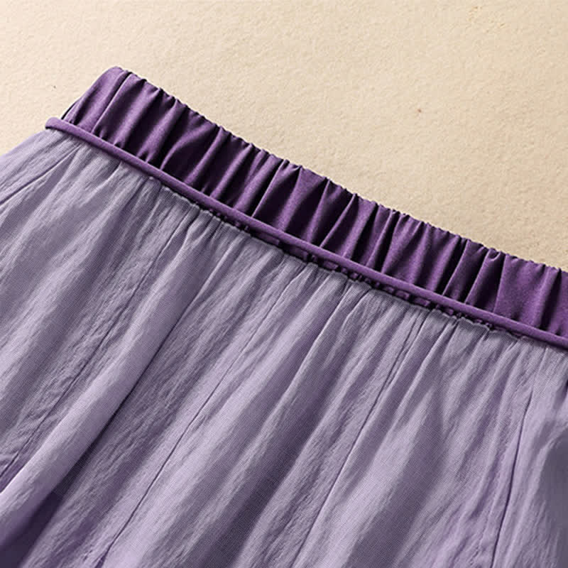 Buddha Stones Casual rok met contrasterende kleuren, plooien en vetersluiting, damesmodel Lengte 7-8 - image 19