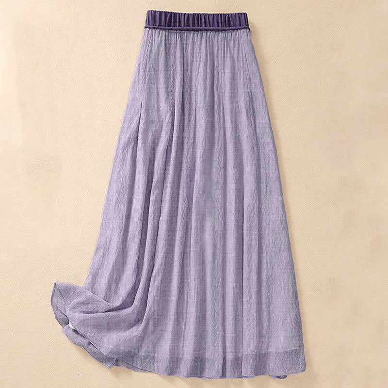 Buddha Stones Casual rok met contrasterende kleuren, plooien en vetersluiting, damesmodel Lengte 7-8 - image 17