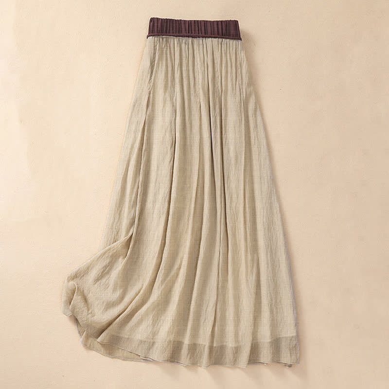 Buddha Stones Casual rok met contrasterende kleuren, plooien en vetersluiting, damesmodel Lengte 7-8 - image 1