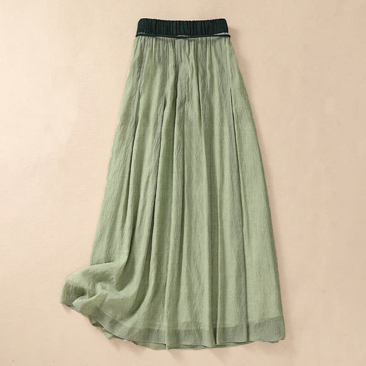 Buddha Stones Casual rok met contrasterende kleuren, plooien en vetersluiting, damesmodel Lengte 7-8 - image 23