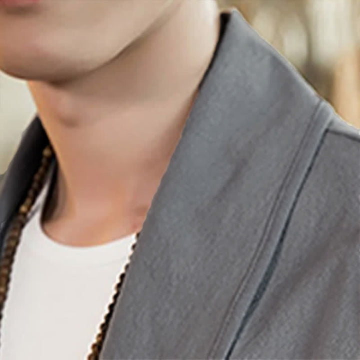 Buddha Stones Lente/Herfst Casual Minimalistische Effen Herenkimono - image 12