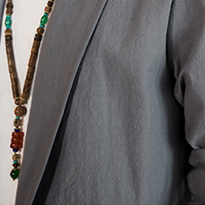 Buddha Stones Lente/Herfst Casual Minimalistische Effen Herenkimono - image 13